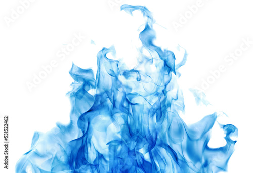 dense blue fire on white