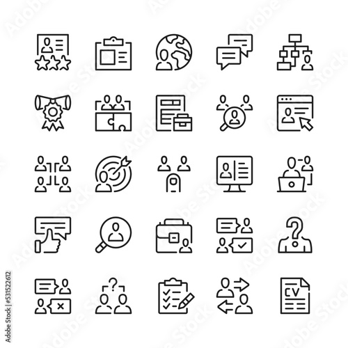 Human resources line icons. Outline symbols. Vector line icons set