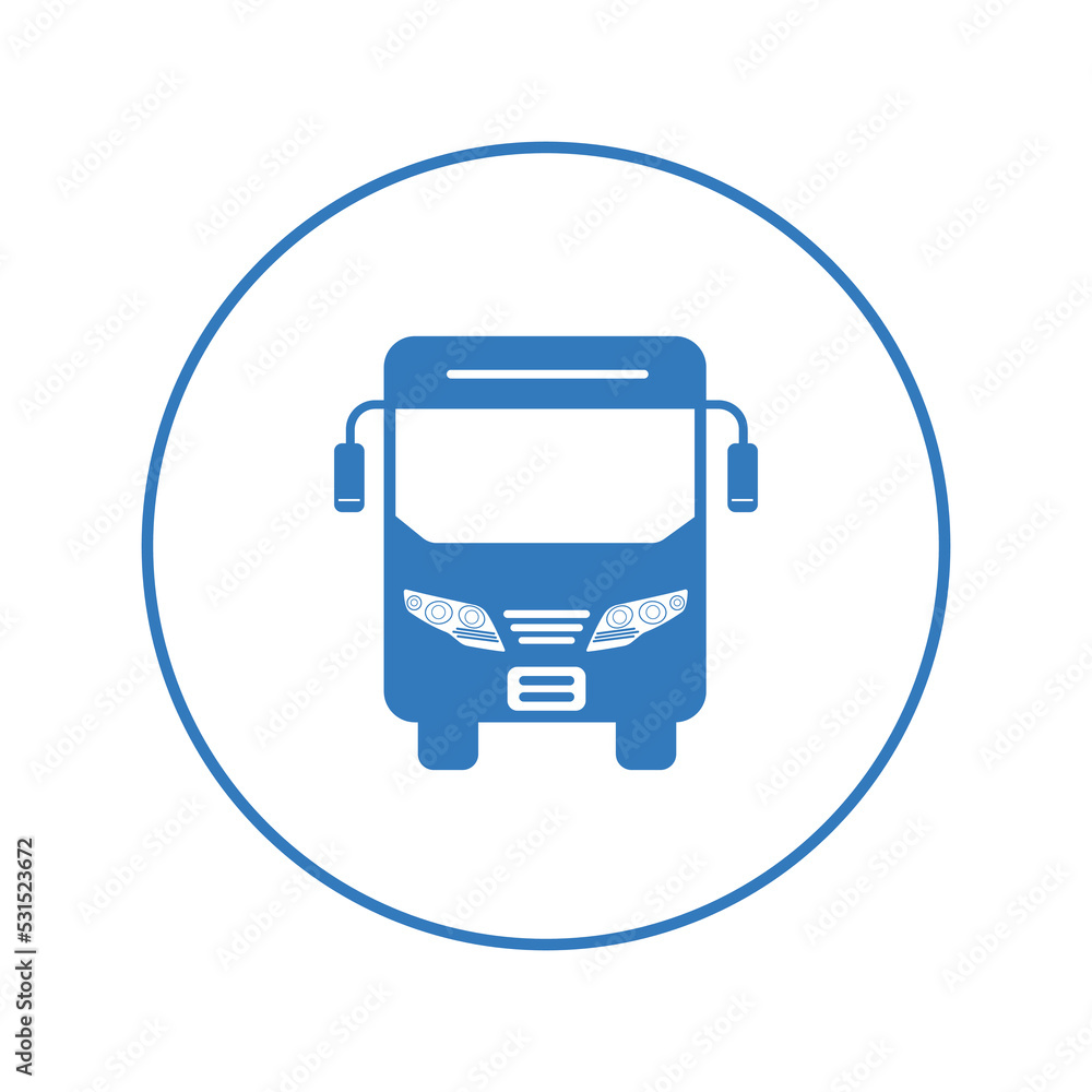 Transport coach bus front icon | Circle version icon | Transport coach bus front icon | Circle version icon |