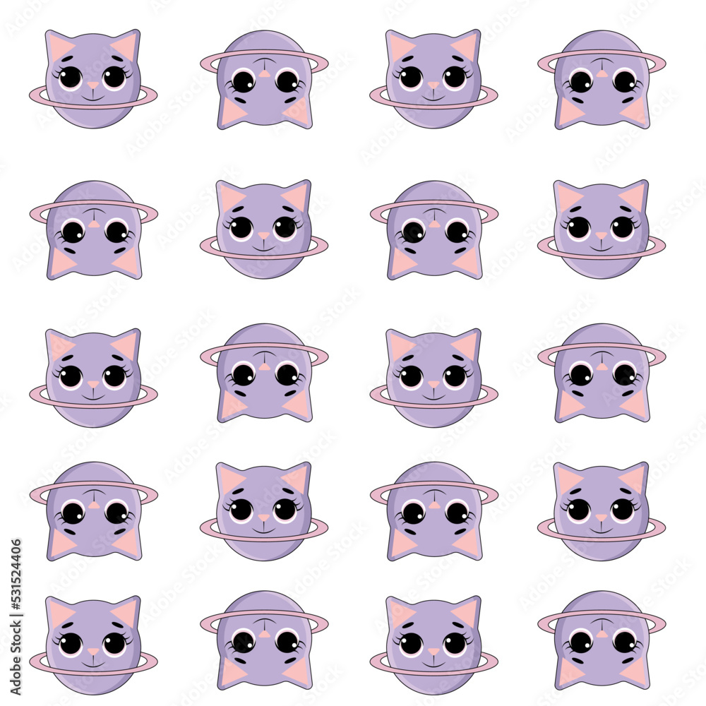 Obraz premium Seamless pattern with cute cat