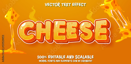 Editable text style effect, Cheese theme style font template 