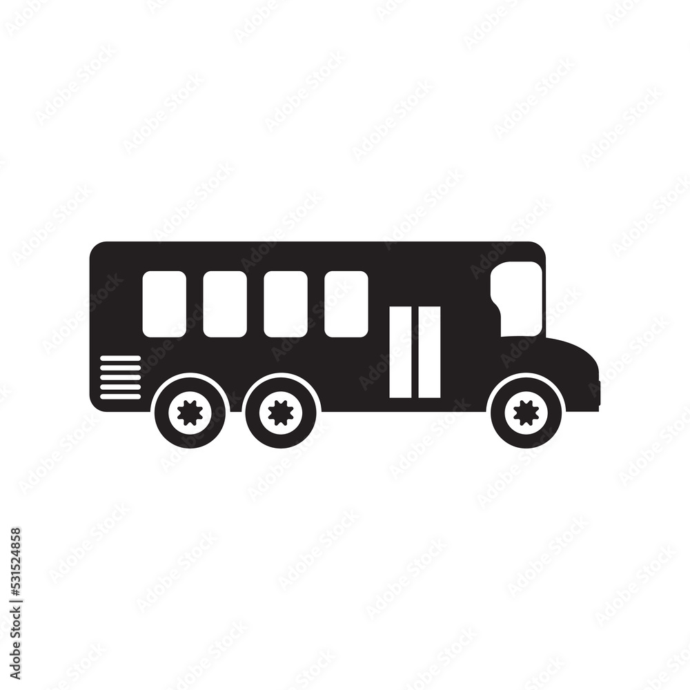 Transport school city bus icon | Black Vector illustration |