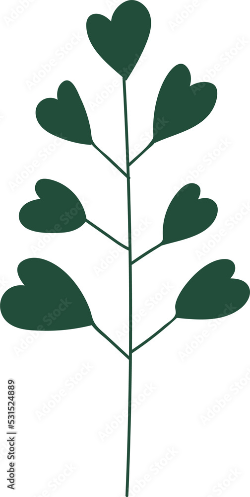 Obraz premium Green plant leaf. Minimalist botanical design element. 