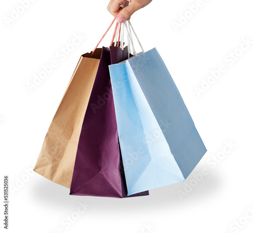 hand holding shopping bags