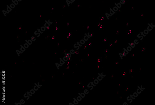 Dark Pink vector texture with musical notes.
