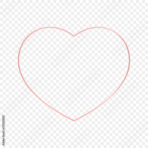 Rose gold glowing heart shape frame