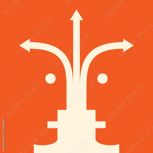 where we should go, two heads outlined by arrows