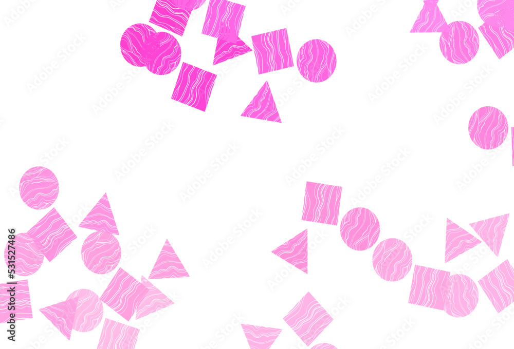 Light Pink vector backdrop with lines, circles, rhombus.