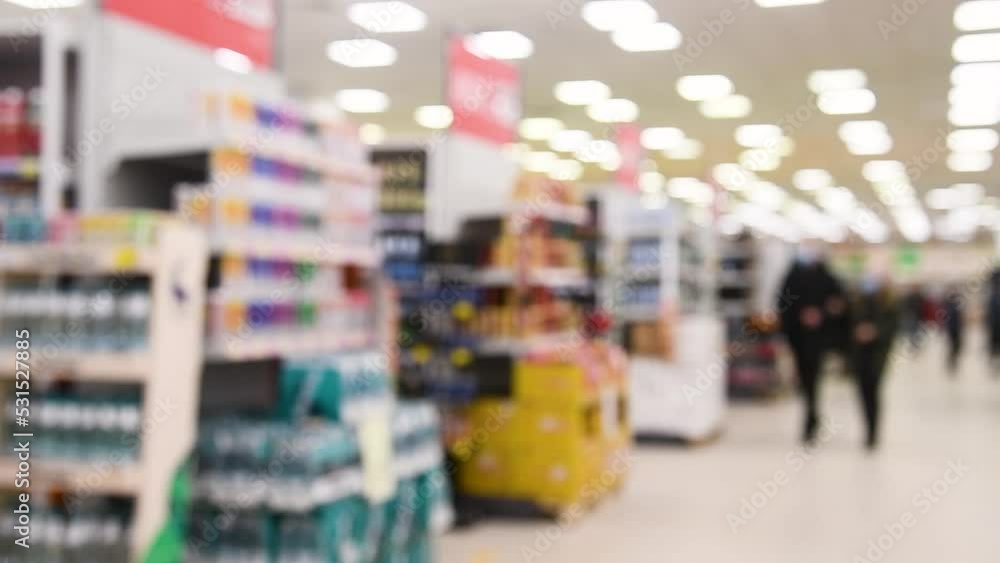 Blurred background of grocery store and people in the supermarket Blurred background of grocery store and people in the supermarket