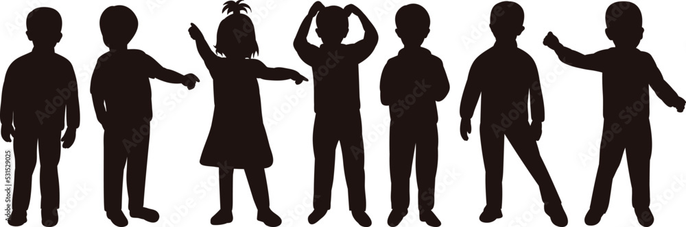 kids silhouette on white background vector