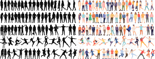silhouette set of people on white background vector