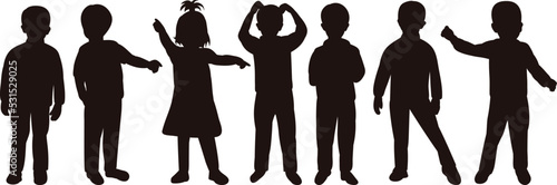 kids silhouette on white background vector