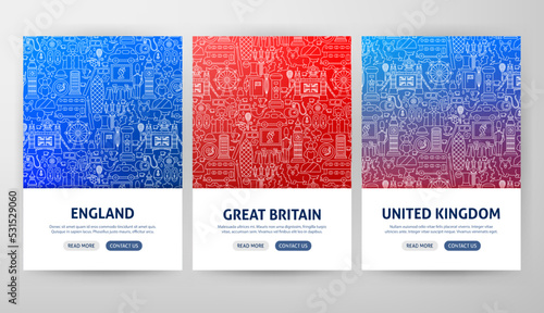Great Britain Flyer Concepts. Vector Illustration of Outline Design.