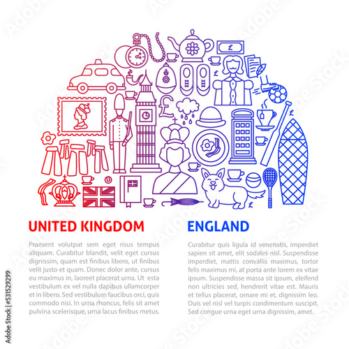 United Kingdom Line Template. Vector Illustration of Outline Design.