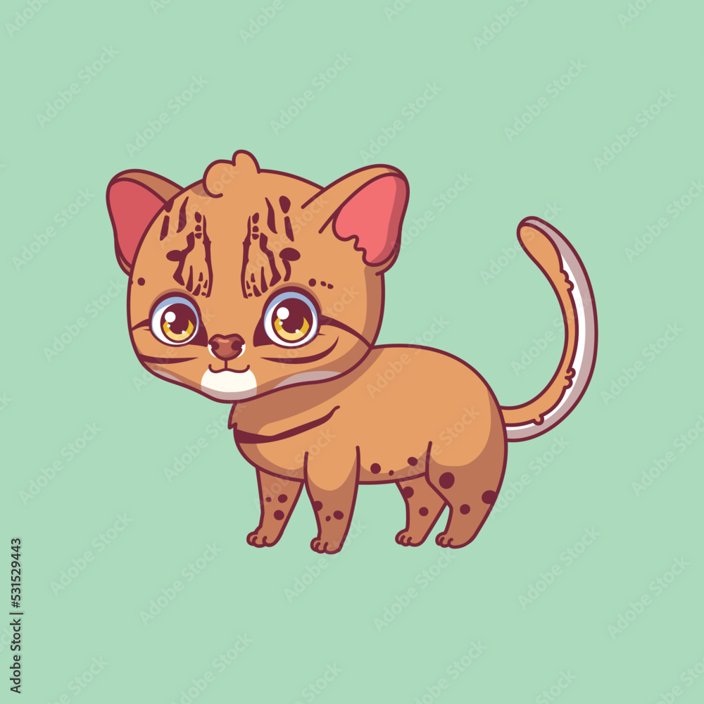 Illustration of a cartoon asian golden cat on colorful background Illustration of a cartoon asian golden cat on colorful background