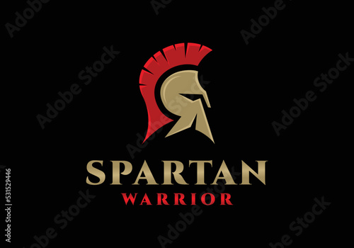 Spartan warrior knight army helmet logo design template