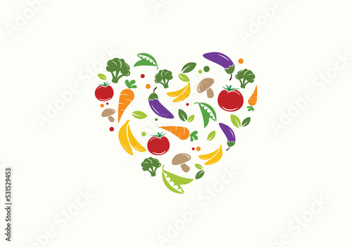 Vegetarian food lover logo design template inspiration