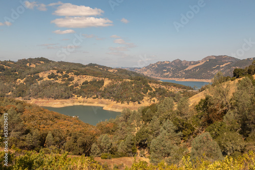 Lake Sonoma in the Hills of Sonoma County  California During Drought  Low Lake Level on a Hot Summer Day 