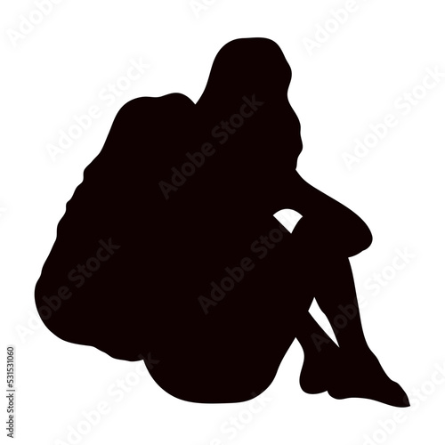 female traveler seated silhouette