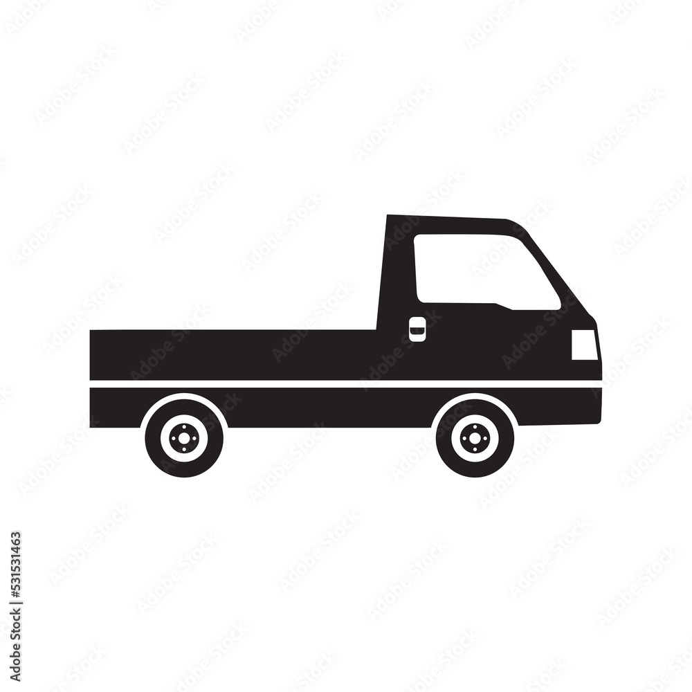 Commercial flatbed lorry truck icon | Black Vector illustration | Commercial flatbed lorry truck icon | Black Vector illustration |
