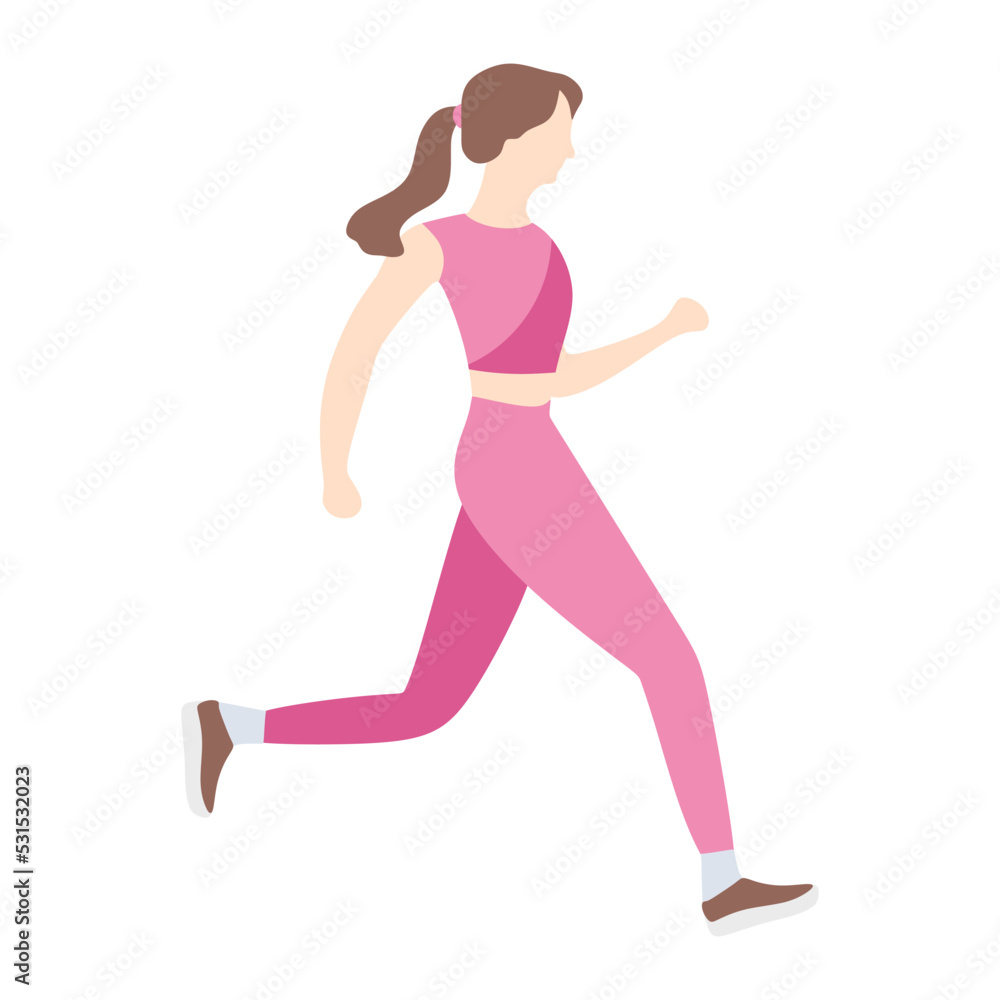Woman runner in on a white background. Sportswoman runner in cartoon style. Vector illustration Woman runner in on a white background. Sportswoman runner in cartoon style. Vector illustration