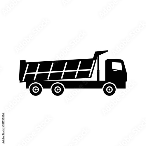 Tipper haul dump truck icon | Black Vector illustration |