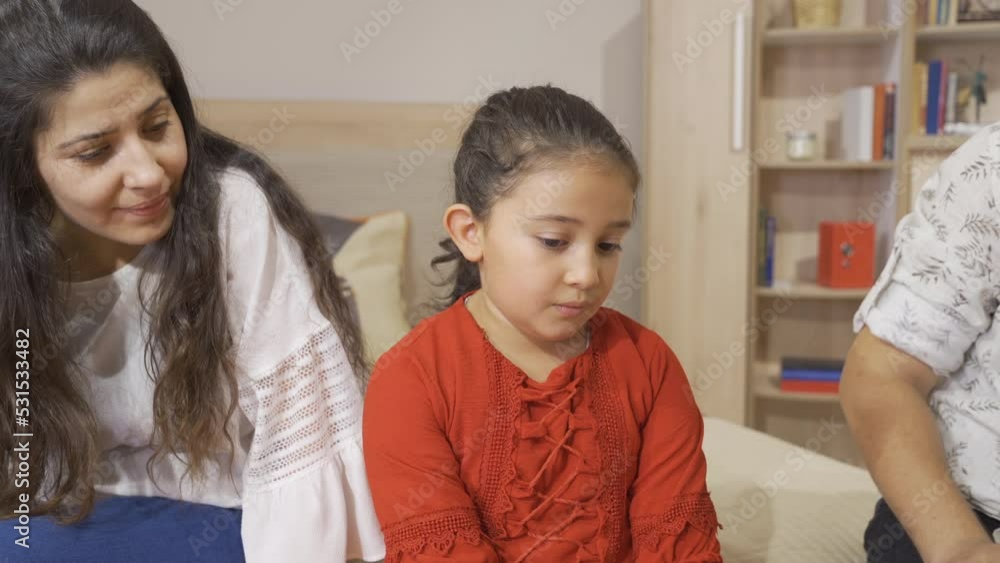 Parents advising their little daughters.
The little girl who takes advice because of the unfavorable situation
Parents advising their little daughters.
The little girl who takes advice because of the unfavorable situation