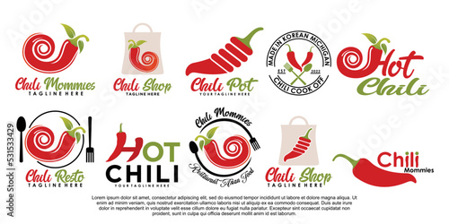Chili logo design unique with element simple concept Premium Vector