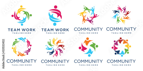 Community logo design unique concept Premium Vector