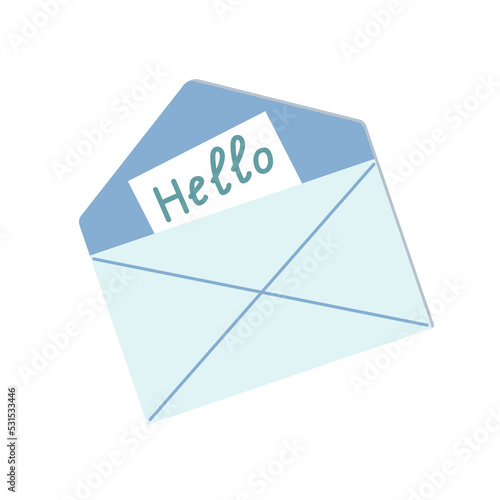 A letter in a paper envelope. Correspondence vector illustration.