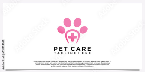 Pet logo design template pet icon simple concept Premium Vector