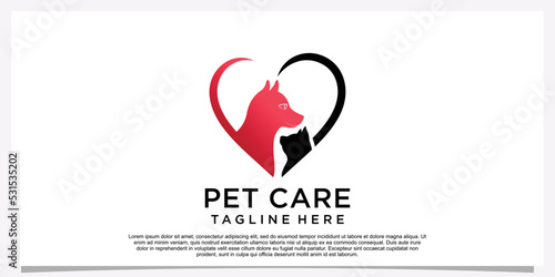 Pet logo design template pet icon simple concept Premium Vector