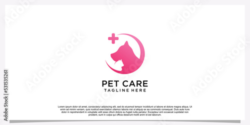 Pet logo design template pet icon simple concept Premium Vector