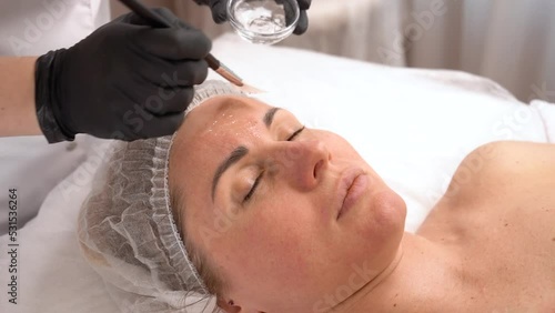 Rejuvenation facial peeling mask. Medicine and cosmetology. Skin and body care.