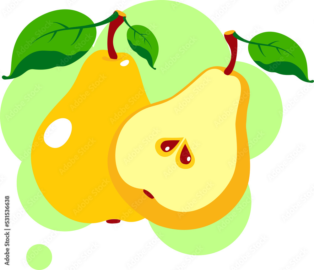 Fresh pear icon vector illustration. Yellow pear isolated on white background. Fresh pear icon vector illustration. Yellow pear isolated on white background.