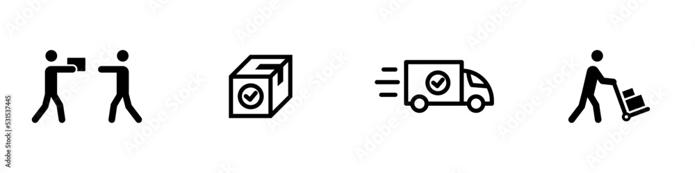 Conjunto de iconos de servicio de servicio de entrega a domicilio. Envió gratis. Entrega rápida. Ilustración vectorial Conjunto de iconos de servicio de servicio de entrega a domicilio. Envió gratis. Entrega rápida. Ilustración vectorial
