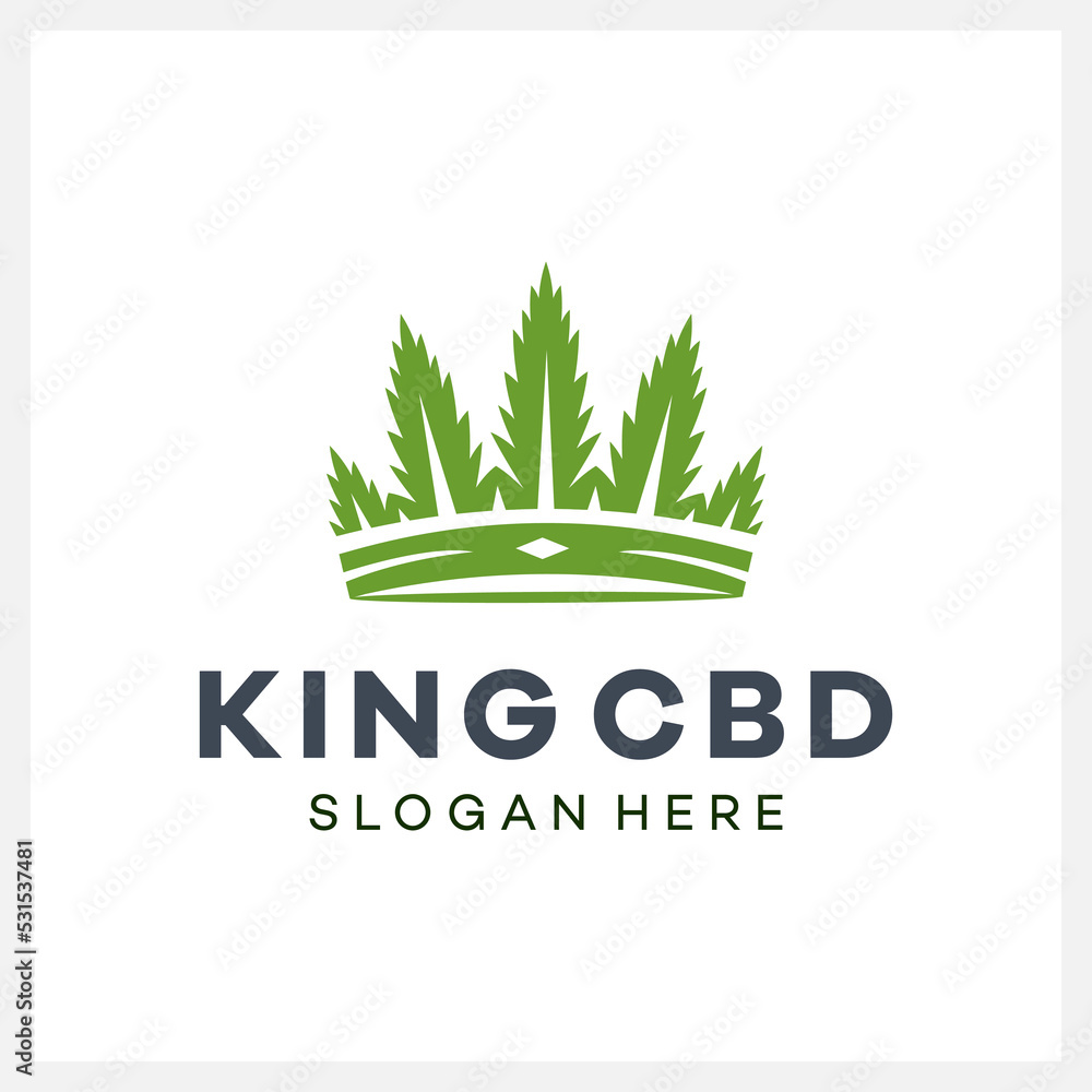 Fototapeta premium Green Leaf Cannabis Crown Logo Company illustrations for business company and other