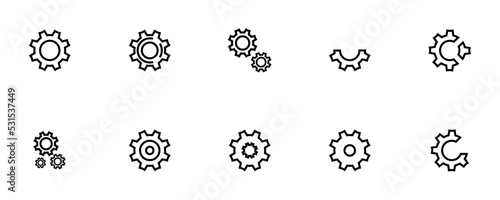 Conjunto de icono de engranaje. Concepto de ajustes y configuración. Reparación mecánica. Ilustración vectorial