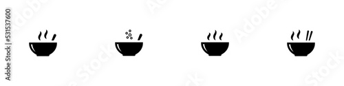 Conjunto de iconos de tazón de sopa caliente. Concepto de comida caliente. Ilustración vectorial