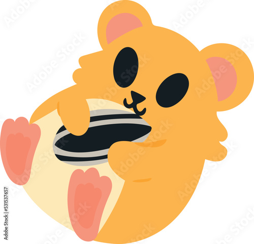 Cute cartoon hamster with seed. Vector illustration isolated on white background. Design element for design of various brochures and posters