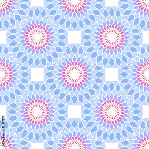 Abstract geometric floral seamless circle flower pattern for wrapping paper and clothes print and kids accessories © Tetiana