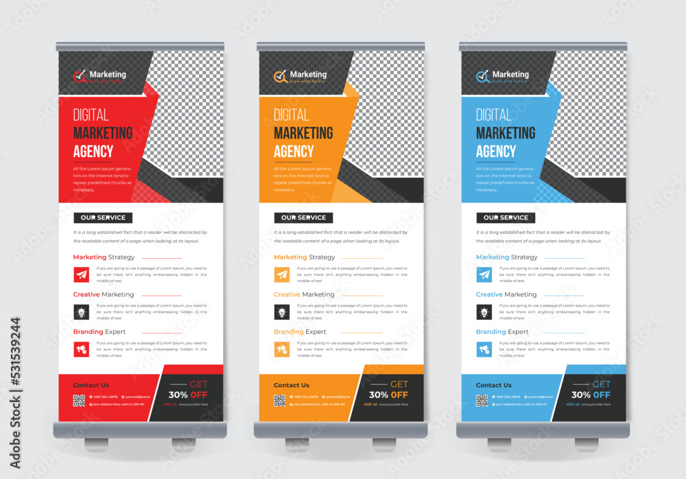 Obraz premium Marketing Agency Roll-Up X banner Stand 
