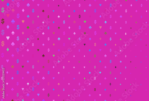Light multicolor, rainbow vector template with poker symbols.