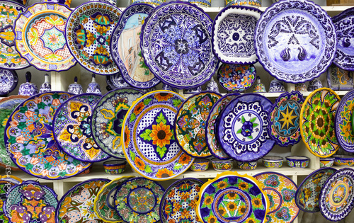 mexican talvaera ceramica colorful traditional pottery dishes pattern