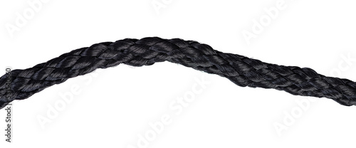 Photo Isolated piece of black nylon twisted rope