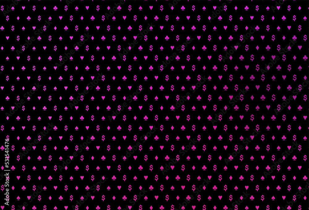Dark pink vector cover with symbols of gamble. Dark pink vector cover with symbols of gamble.