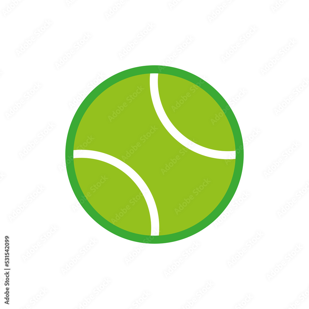 green tennis ball icon. Vector illustration. Stock image.