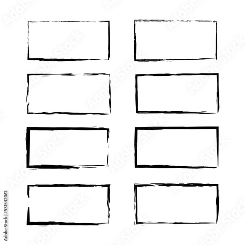 black brush rectangles. Edge frame. Decorative border. Vector illustration. stock image. 