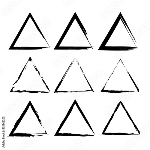 Free Download Brush triangles set. Creative concept. Brush texture. Distress grunge texture. Vector illustration. stock image.  - GFXLoad