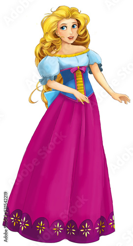 cartoon scene with princess queen isolated illustration for children 
